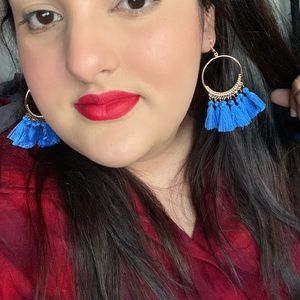 Blue tassel earrings